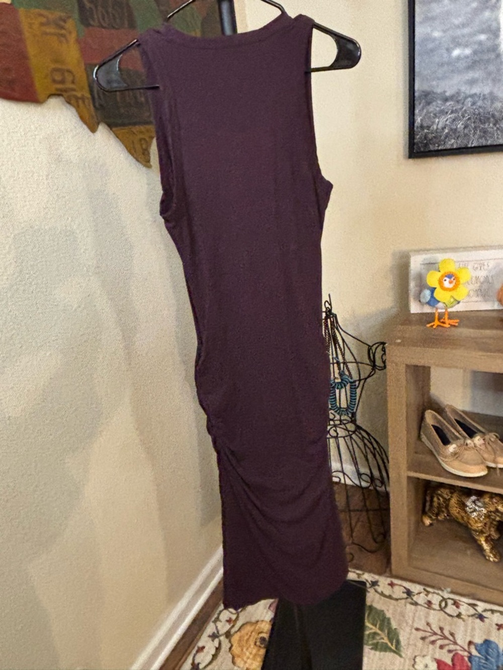 James Perse Sleeveless V-Neck Maxi Dress in Deep Plum - Picture 3 of 4